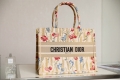 Designer Dior Book Tote Natural Multicolor Raffia Embroidered With Dior Petites Fleurs