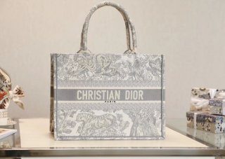 Designer Dior Book Tote Gray Toile De Jouy Embroidery