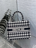 Designer Dior Book Tote Small Black and White Macro Houndstooth Embroidery M1265ZTQT_M911