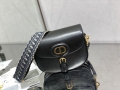 Designer Dior Large Bobby Bag Black Box Calfskin with Blue Dior Oblique Embroidered Strap M9320UBBY_M911