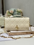 Designer Dior Miss Mini Bag White Patent Cannage Calfskin