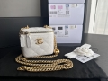 Designer Chanel clutch with chain Grained Calfskin & Gold-Tone Metal White Ap3203