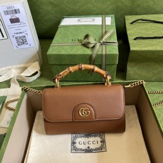 Designer Gucci GG Small Top Handle Bag With Bamboo 675794