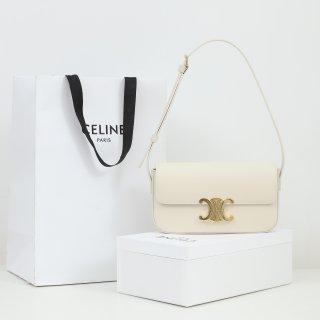 Designer Celine Shoulder Bag Triomphe In Shiny Calfskin Soft Yellow