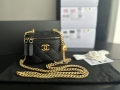 Designer Chanel clutch with chain Grained Calfskin & Gold-Tone Metal Black Ap3203