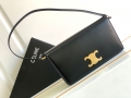 Designer Celine Trapeze Triomphe Bag In Shiny Calfskin Black