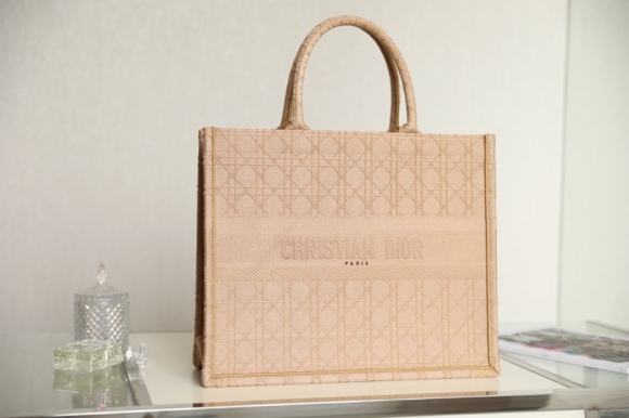 Designer Dior Book Tote Natural Cannage Raffia