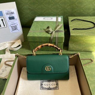 Designer Gucci GG Small Top Handle Bag With Bamboo